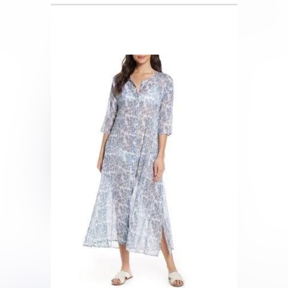 Roberta Roller Rabbit Dresses & Skirts - Roberta Roller Rabbit Gray and White Cotton Cover Up Kaftan Maxi Dress XL